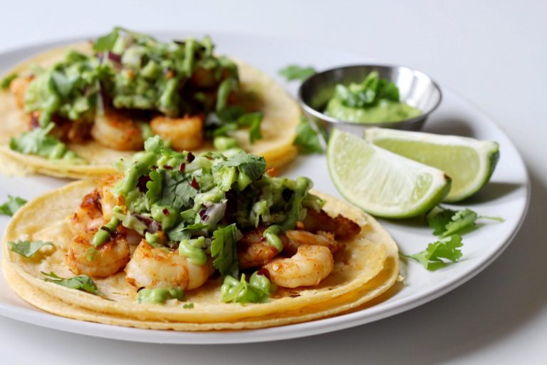 Shrimp Tacos with Avocado Cream Slaw » Annie's Kitchen