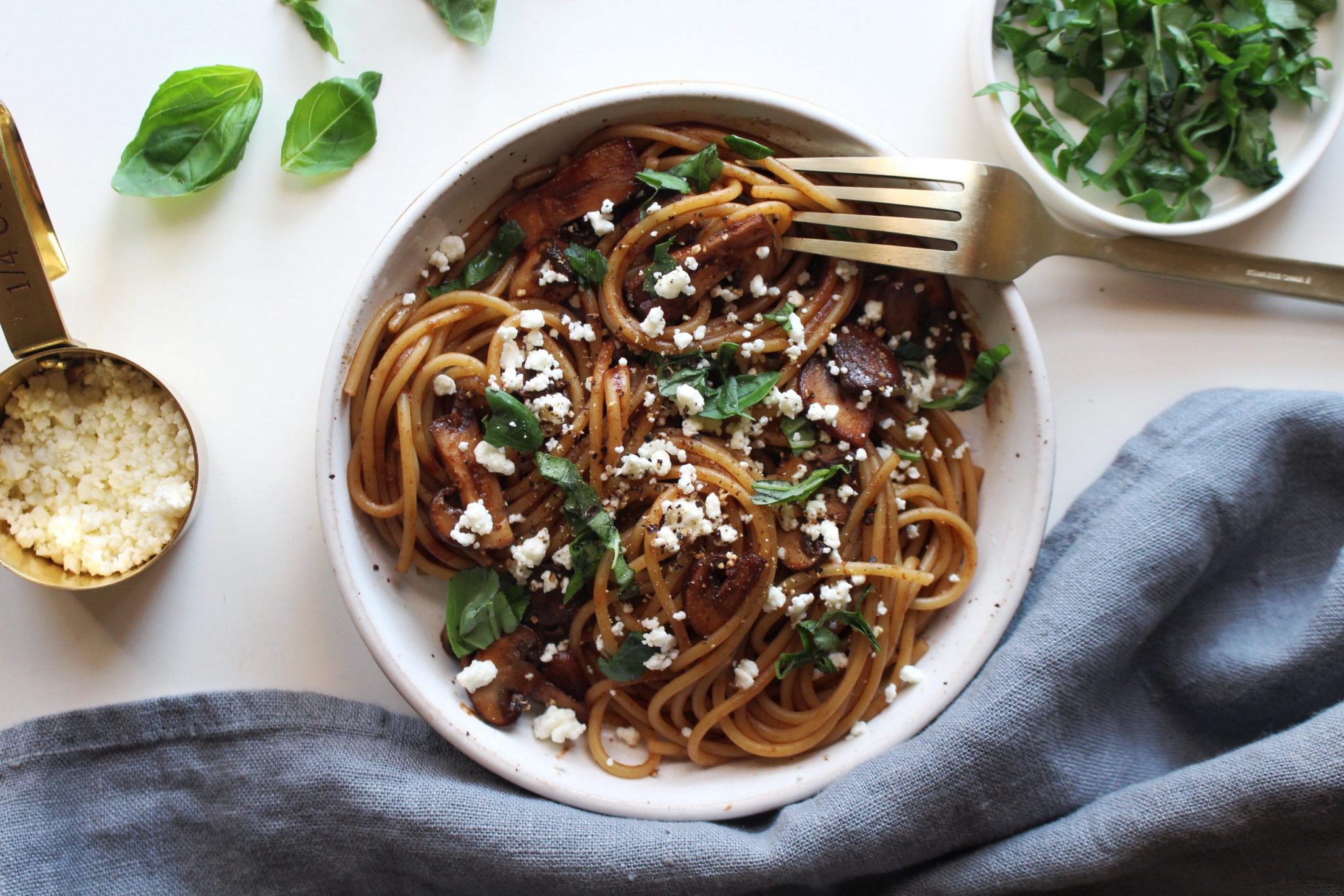 Balsamic Mushroom Pasta with Goat Cheese Crumbles » Annie's Kitchen